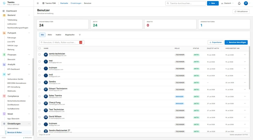 TSentra Sicherheits- und Compliance-Workflow-Bildschirm